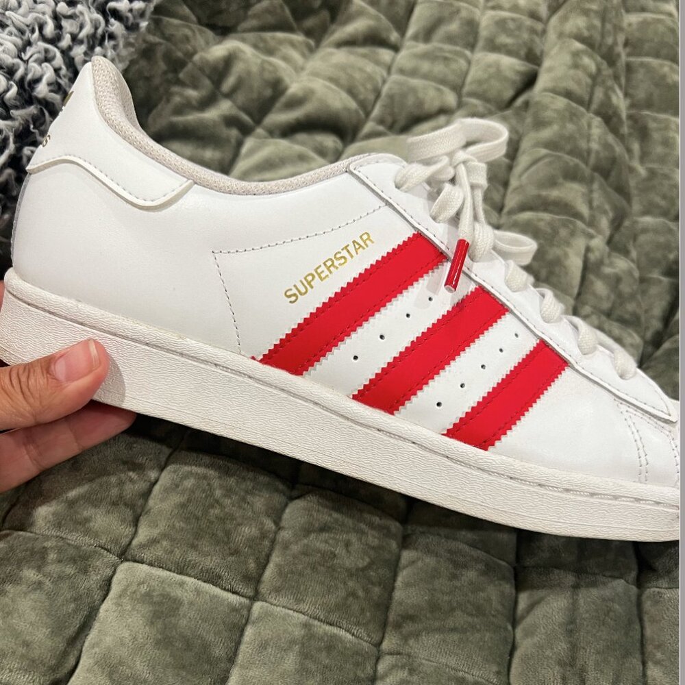 Women's Adidas Superstar Shoes Red EUC Sz 9
